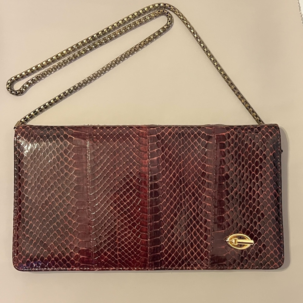 MBNR Vintage Snakeskin Brown Handbag Clutch